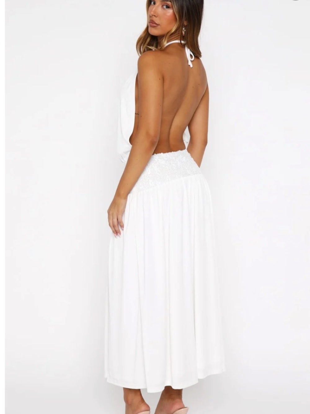 White Fox Boutique Black Midi Dress with Sequin Waist - Picture 2 of 3